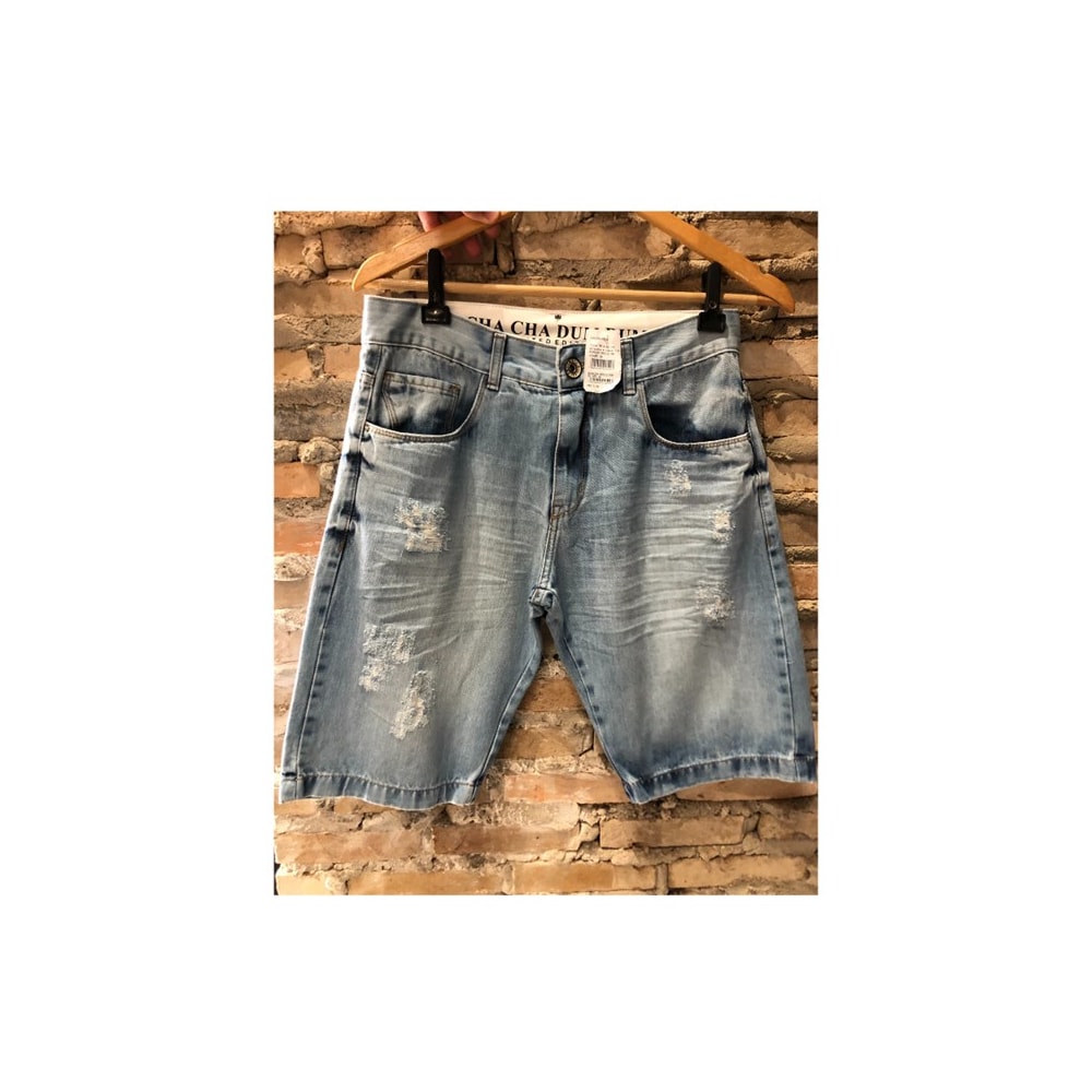 Bermuda Jeans Cha Cha Dum Dum Destroyed Masculina Shopping da Bahia