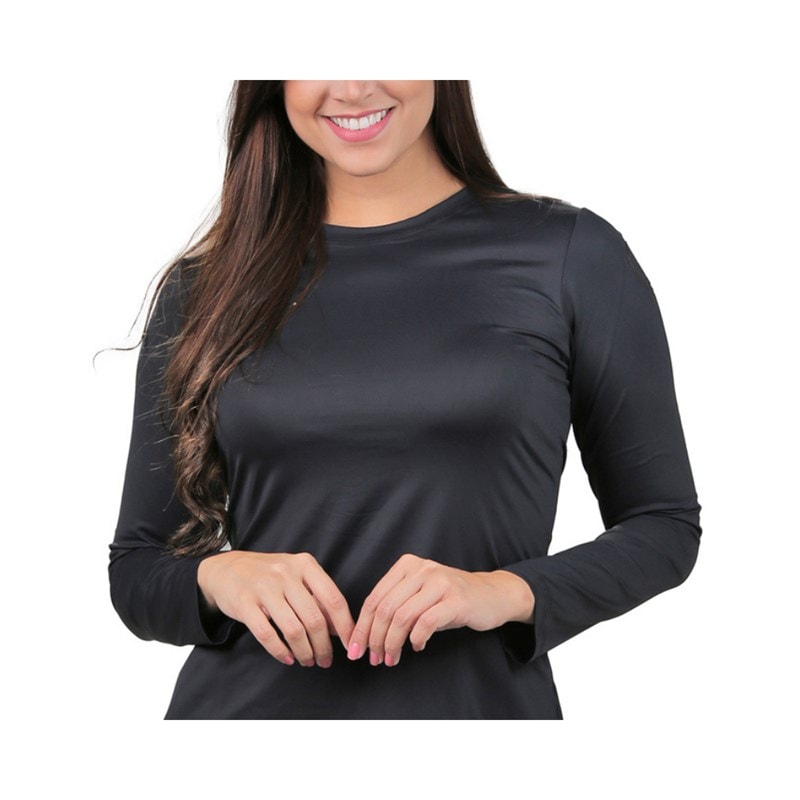 blusa manga longa lisa feminina