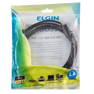 Cabo USB 2.0 Elgin 1,8m para Impressora Preto