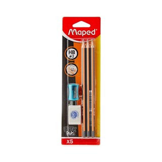 Kit Escrita Maped Lápis Grafite Black Peps + 1 Apontador Vivo + 1 Borracha Essentials