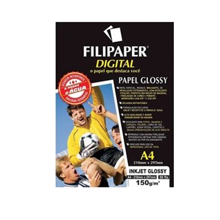 Papel Especial Filipaper A4 150g/m2 50 Fls Jato Tinta Glossy Branco