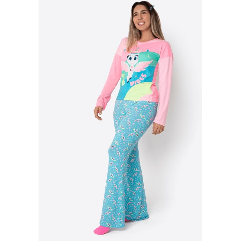 Pijama Puket Ml Adulto Visco Unicórnio Mystic - Shopping da Bahia